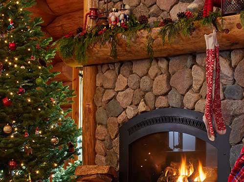 Inviting Christmas fireplace scene